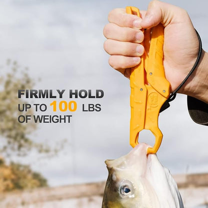 SNAIL TRAIL 7.5''/9'' Floating Fish Gripper, Fishing Grabber, Catfish Mouth Pliers, Caught Bass Holder, Digital Scale Hook Clamp, Saltwater Lip Grip Tool with Lanyard, Gifts for Men