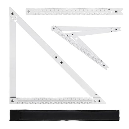 Meticuloso Folding Triangle Ruler 23.4inchs, Aluminum Framing Square Carpentry Squares Construction Framing Tool Collapsible Square Right Angle Ruler