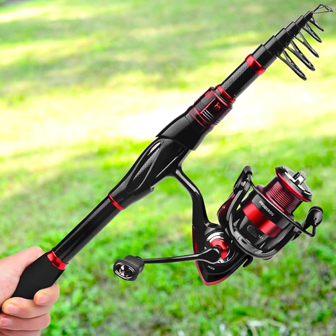 Fishing Rod Reel Combo - Fishing Poles and Reels Combos - Carbon Fiber Telescopic Fishing Pole with 2000 Spinning Reel Combos - Freshwater Bass Fishing Tackle Set Fishing Rods Kit