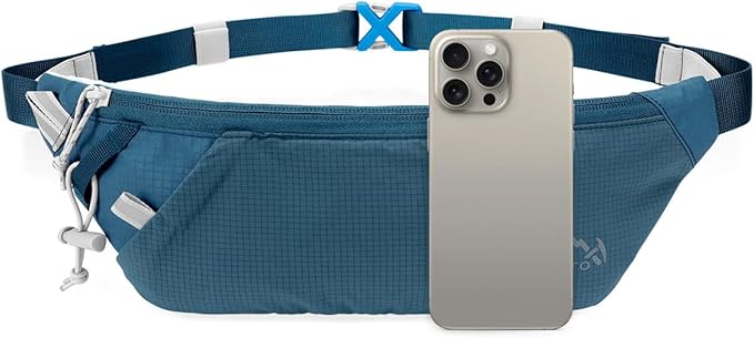 INOXTO Slim Running Belt Fanny Pack for Women and Men Sports Waist Bag Pack with 300ml Water Bottle for Running Walking Cycling Hiking Reflective Running Pouch Belt for All Phones (Dack Blue)