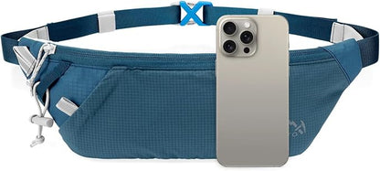 INOXTO Slim Running Belt Fanny Pack for Women and Men Sports Waist Bag Pack with 300ml Water Bottle for Running Walking Cycling Hiking Reflective Running Pouch Belt for All Phones (Dack Blue)