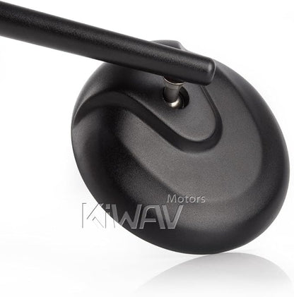 KiWAV Motorcycle Mirrors Aluminum Retro 4 Inches Round Matte Black Convex 10mm 5/16 Inches Bolts Pack of a Pair