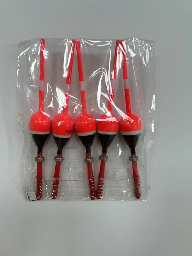 THKFISH Fishing Floats and Bobbers Balsa Wood Floats Spring Bobbers with Oval Slip Bobbers for Crappie Panfish Walleyes Fixed Bobber (1"X0.7"X6") (1.25"X0.75"X6") (2"X1.14"X5.86") 5pcs