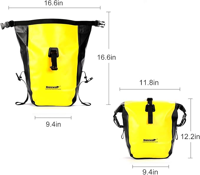 Rhinowalk Bike Pannier Bag Waterproof Rack Bicycle Bag 18L Bike Bag Shoulder Bag Laptop Pannier Backpack Professional Cycling Accessories-Yellow