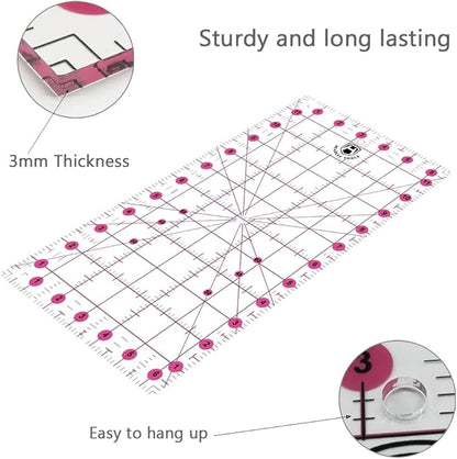 Headley Tools Rotary Cutter Set - 45mm Fabric Cutter, 5 Replacement Rotary Blades, A3 Cutting Mat, Quilting Ruler and Sewing Clips, Craft Knife Set, Ideal for Crafting, Sewing, Patchworking, Pink