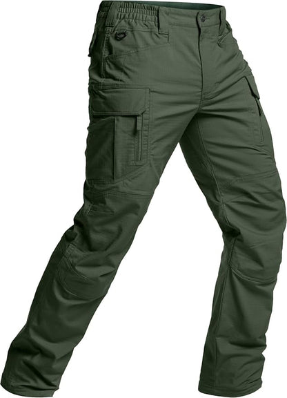 CQR Men's Flex Stretch Tactical Pants, Water Resistant Ripstop Cargo Pants, Lightweight EDC Outdoor Work Hiking Pants