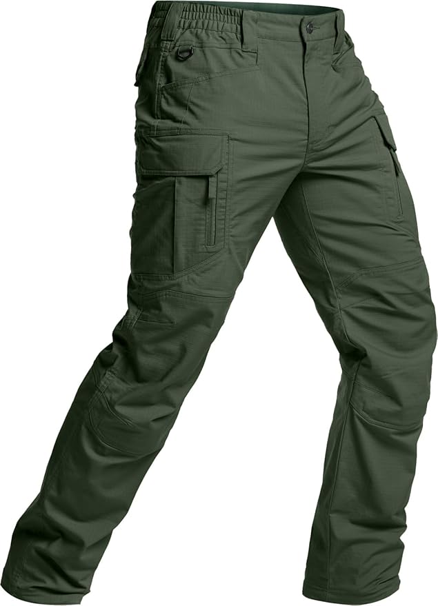 CQR Men's Flex Stretch Tactical Pants, Water Resistant Ripstop Cargo Pants, Lightweight EDC Outdoor Work Hiking Pants