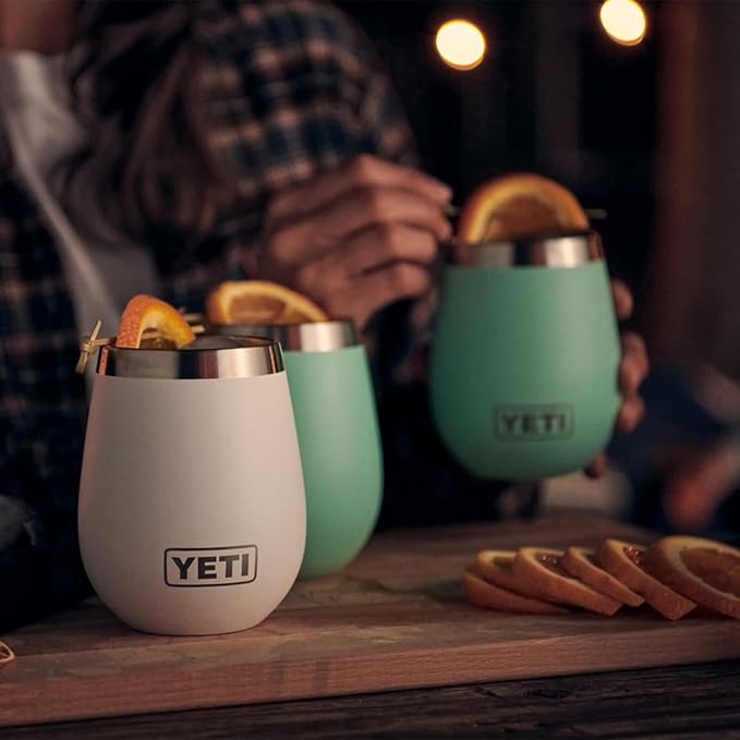 YETI Rambler 10 oz Wine Tumbler, Vacuum Insulated, Stainless Steel with MagSlider Lid, Lowcountry Peach