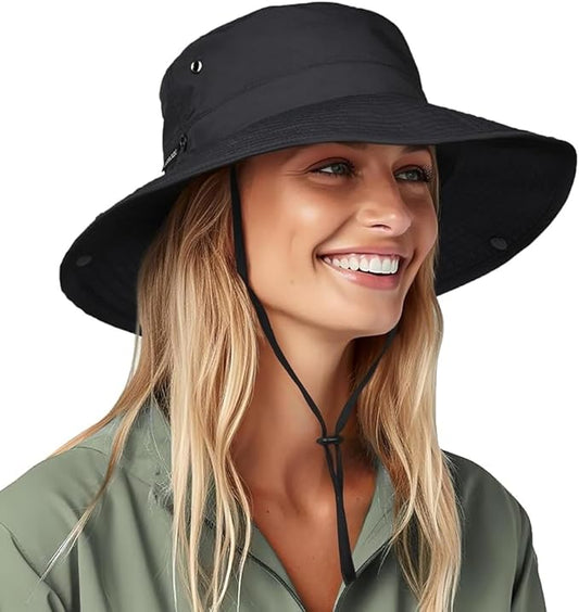 FURTALK Sun Hats for Women Ponytail UPF 50+ Beach Summer Hat Wide Brim Packable Cowboy Hat