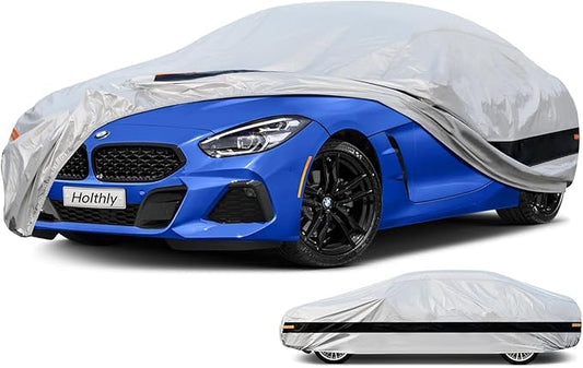 10 Layer Car Cover Waterproof All Weather for Coupe,100% Waterproof Outdoor Car Covers Custom Fit for Audi TT, BMW Z4, Porsche Boxster Cayman 718, Toyota 86, Subaru BRZ,etc Silver