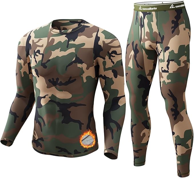 CL convallaria Long Johns Thermal Underwear for Men Soft Fleece Lined Base Layer Cold Weather Top Bottom Gift Set