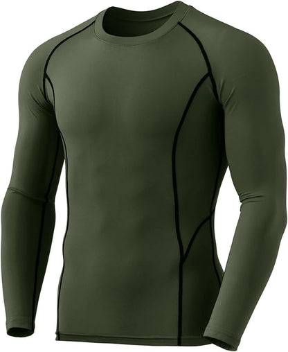 TSLA Men's Thermal Long Sleeve Compression Shirts, Athletic Base Layer Top, Winter Gear Running T-Shirt