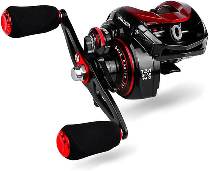 YACUYU Fishing Reels Baitcaster Reel - 7.3:1 Gear Ratio Magnetic Braking System Carbon Fiber Drag Low Profile 6+1 Ball Bearings Fish Casting Baitcasting Fishing Reel