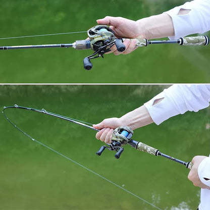 Sougayilang Baitcaster Combo, 30Ton+24Ton Graphite 2-Piece Blanks Casting Fishing Rod,SuperPolymer Handle,“S” Style Hook Keeper with Camo Baitcasting Reel