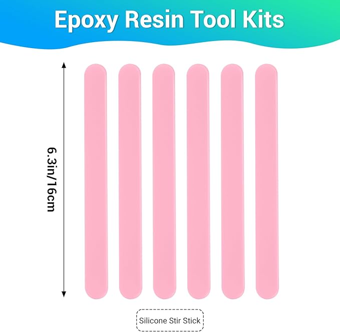 Gartful 6PCS Large Silicone Stir Sticks, Reusable Epoxy Resin Stir Sticks for Resin Mixing, Paint, Making Glitter Tumblers Cups, Arts, Crafts, Facial Mask Stirring Rods, 6.3" Long, Pink