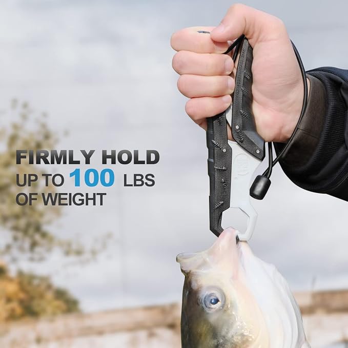 SNAIL TRAIL 7.5''/9'' Floating Fish Gripper, Fishing Grabber, Catfish Mouth Pliers, Caught Bass Holder, Digital Scale Hook Clamp, Saltwater Lip Grip Tool with Lanyard, Gifts for Men