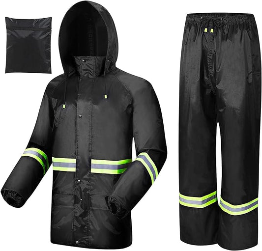 Rain Suits for Men Women Waterproof, Breathable Rain Coats with Eye-Catching Reflective Strip, Durable Rain Gear
