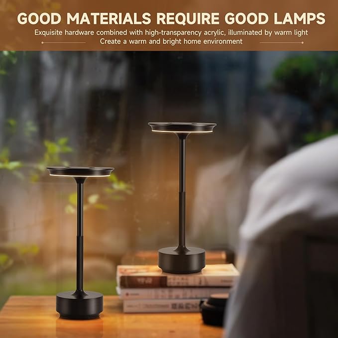 Color-Changing Night Light - Simple and Modern Metal Base Desktop Ambient Light, Bedroom Bedside Light, Meeting Room Decorative Lighting, LED dimmable Night Light (Black)