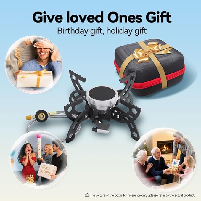 REDSUN FD1 Portable Infrared Backpacking Stove with Foldable 4-Leg Support, Windproof Butane Camping Burner for Hiking, Outdoor Survival Gear and Man's Gift