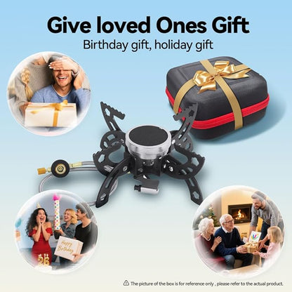 REDSUN FD1 Portable Infrared Backpacking Stove with Foldable 4-Leg Support, Windproof Butane Camping Burner for Hiking, Outdoor Survival Gear and Man's Gift