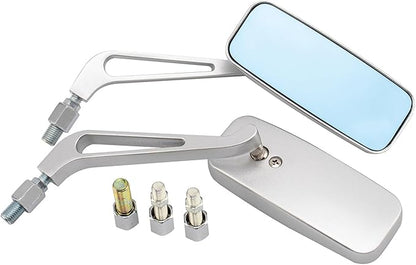 Motorcycle 8mm 10mm Rectangle Rear View Side Mirrors Chrome for Cruiser Chopper Honda Yamaha Suzuki