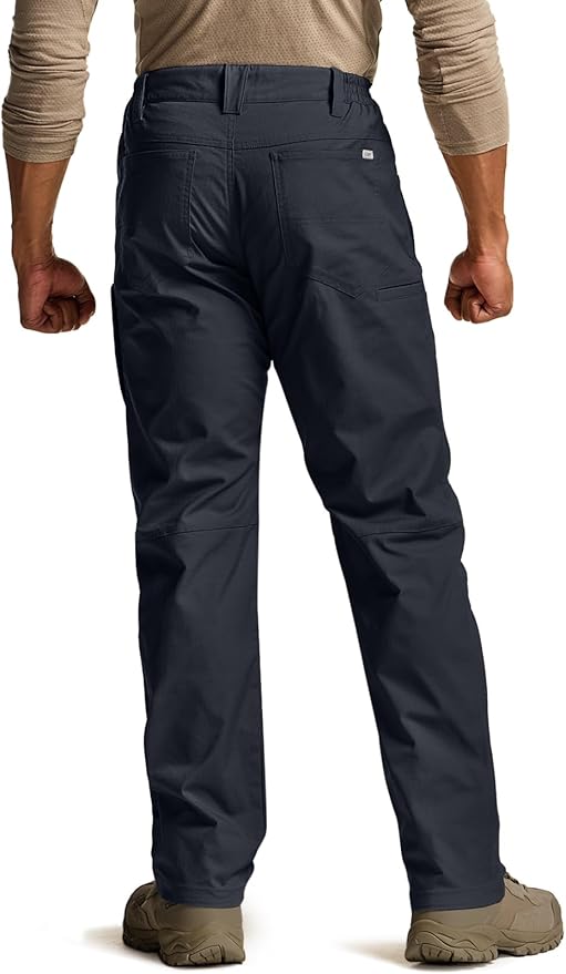 CQR Men's Flex Stretch Tactical Pants, Water Resistant Ripstop Cargo Pants, Lightweight EDC Outdoor Work Hiking Pants