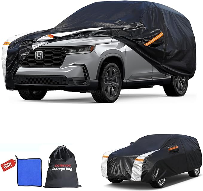 Honda Pilot Car Cover 100% Waterproof All Weather, Gift with Towel, 10 Layers SUV Car Cover Custom Fit 2002-2026 Honda Pilot, Full Exterior Car Covers Rain Sun UV Protection with Door Zipper.