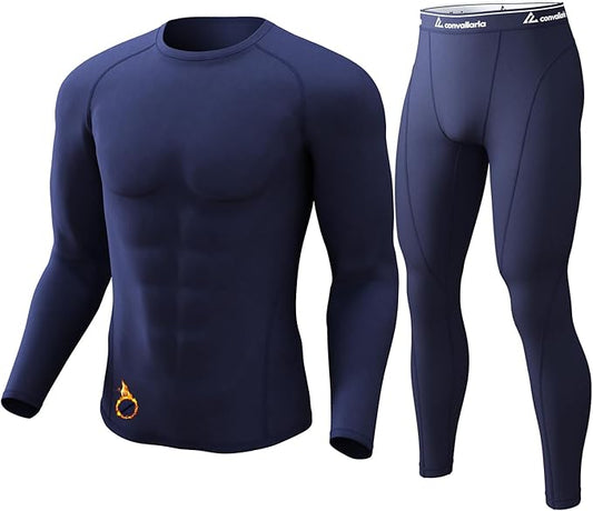 CL convallaria Thermal Underwear for Men Long Johns Fleece Lined Hunting Gear Set Base Layer for Cold Weather XS-4XL