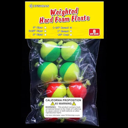 XFISHMAN Weighted-Bobbers-for-Fishing-Floats-Bouy Slip Bobber Fishing Corks Kit Crappie Bluegills Panfish Catfish Hand Made Foam Float 1 Inch 2 in 8-12 Pack