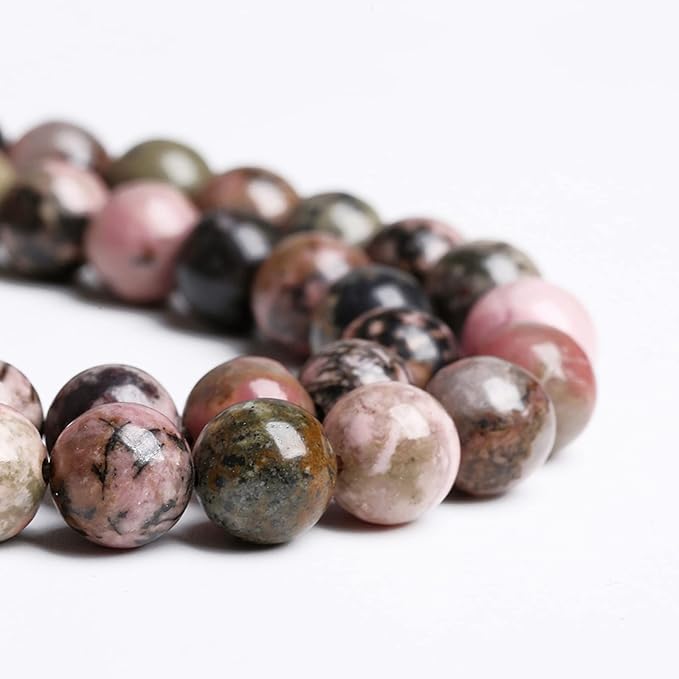 8MM 45PCS Natural Stone Black Rhodochrosite Gemstone Beads for Jewelry Making DIY Bracelet Necklace Semi Precious Beads