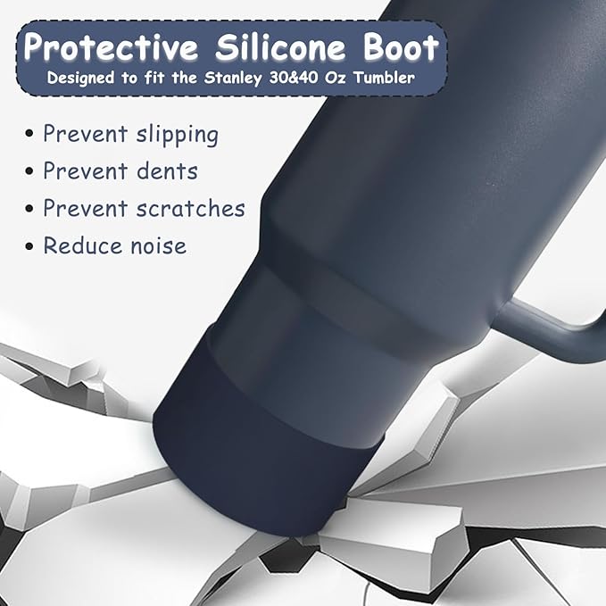 Stanley Cup Accessories Set,Including 2 Pcs 0.4in Straw Cover, 1 Silicone Spill-Proof Stopper Set of 3, 1 Cute Flower Handle Charm, 1 Silicone Boot Fits Stanley 40&30 Oz Tumbler (Twilight)