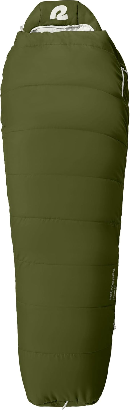 Retrospec Dream Sleeping Bag - 5, 15, 30 Mummy for Camping, Insulated Cold Weather, Lightweight Stuff Sack, Water-Resistant, Adjustable Draw Cords, Adult