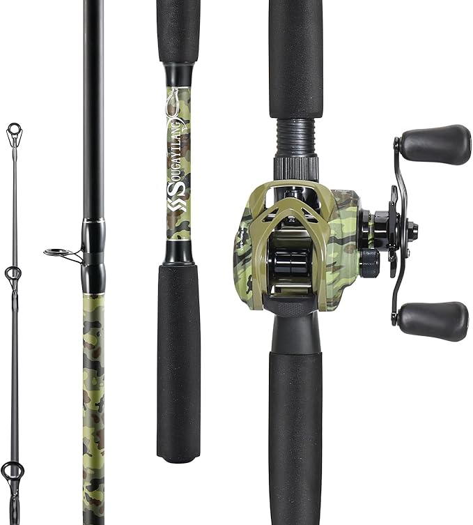 Sougayilang Fishing Pole Casting Reel Combo with Durable Rod Handle, Medium Heavy for Catfish Salmon and Steelhead- 7'0"