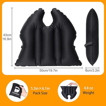 DAWNTREES 2 Pack Inflatable Seat Cushion, Lightweight, Waterproof, Suitable for Office/Home Chair Pad Support and Convenient Seat Cushion for Travel,Car,Outdoor Stadium and Camping,Black