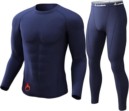 CL convallaria Thermal Underwear for Men Long Johns Fleece Lined Hunting Gear Set Base Layer for Cold Weather XS-4XL