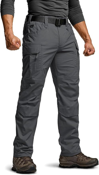 CQR Men's Flex Stretch Tactical Pants, Water Resistant Ripstop Cargo Pants, Lightweight EDC Outdoor Work Hiking Pants