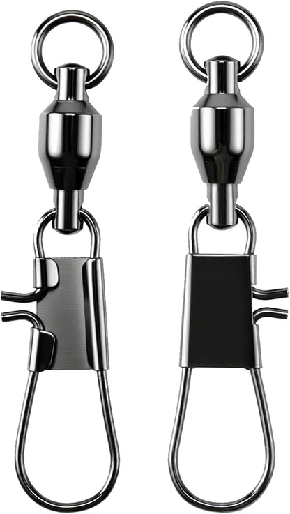 AMYSPORTS Steel Stainless Snap Swivels Saltwater Ball Bearing Fishing Swivel Lure Connector Barrel Swivels Fishing Tackle Black Nickel