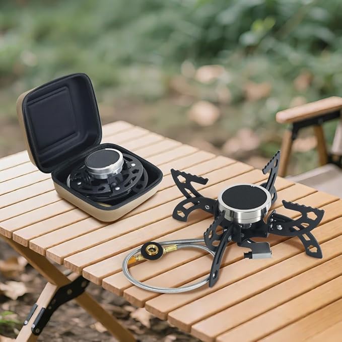 REDSUN FD1 Portable Infrared Backpacking Stove with Foldable 4-Leg Support, Windproof Butane Camping Burner for Hiking, Outdoor Survival Gear and Man's Gift