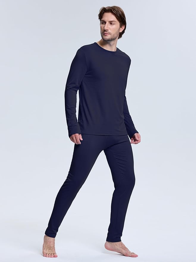 VZV Thermal Underwear for Men Fleece Lined Long Johns for Mens Thermals Top and Bottom Set Soft Base Layer for Winter