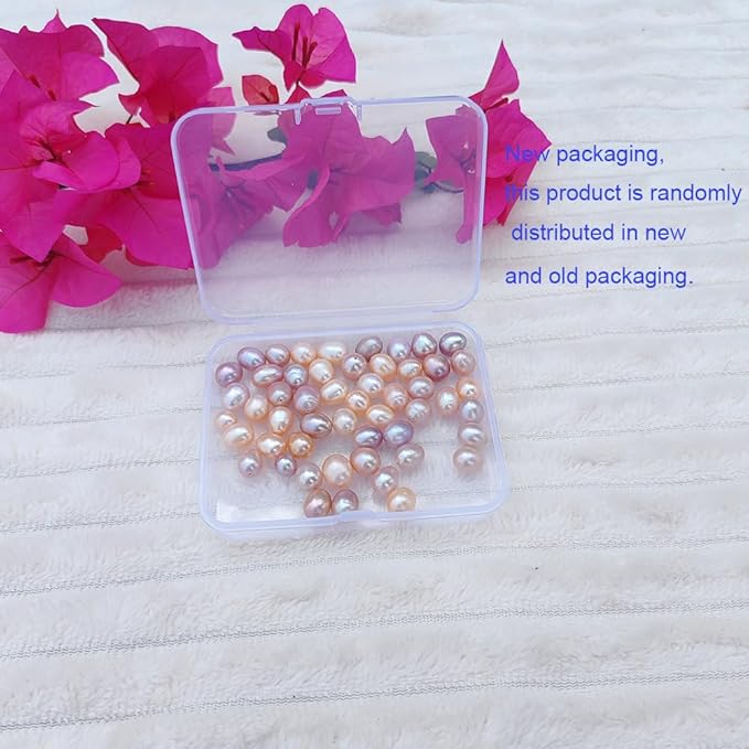 50 Pcs Natural Pearl Beads for Jewelry Making AAA 8-9 mm No Holes Natural Genuine Real Freshwater Cultured Pearl Oval Pearls Beads Loose Gemstone Bead Crafts Gift for Women,DIY Gifts.