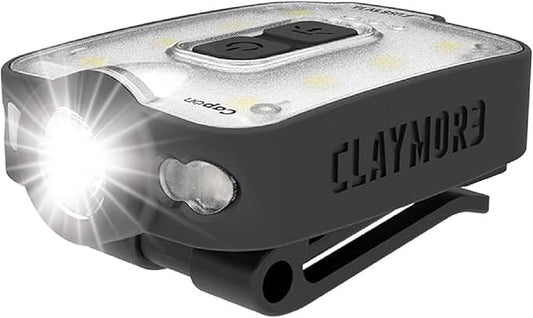 Claymore Capon 40B Black Clip-On Cap Light – USB-C Rechargeable 230LM LED Headlamp | 3 Light Modes 180° Adjustable Beam IP54 Water Resistant Up to 12 Hrs Runtime for Camping, Running, Outdoor