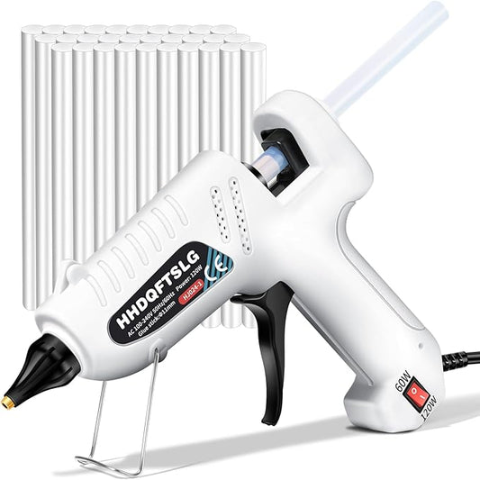 60/120W Full Size Hot Glue Gun Kit,Dual Power Glue Gun with 30PCS Premium Glue Sticks (11 * 150mm),90S Fast Preheating Heavy Duty Industrial Hot Melt Glue Gun for Craft,DIY and Gift Making