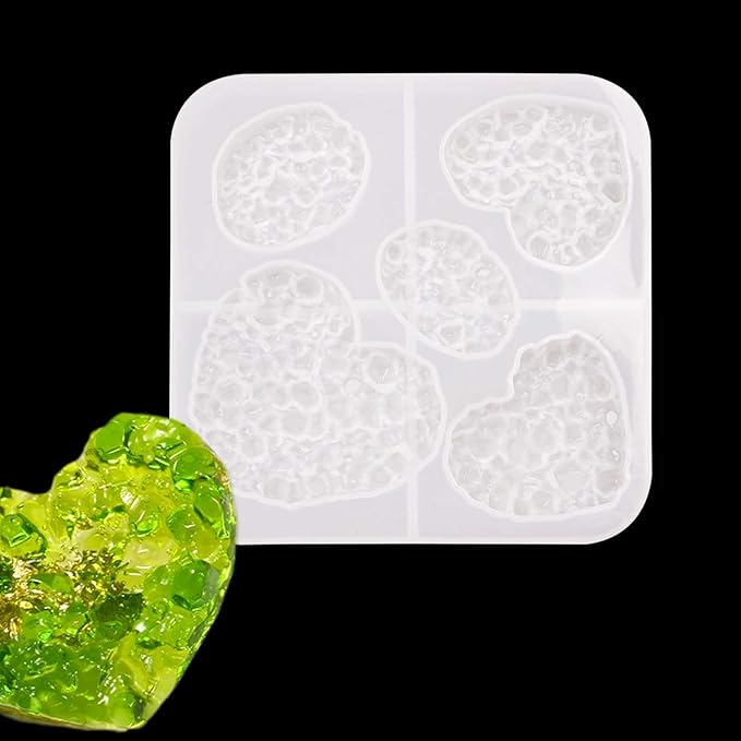 Crystal Stones Pendant Resin Molds, 5-Cavity Necklace Jewelry Silicone Molds for Epoxy Resin, DIY Casting Craft Mold for Keychain Jewelry Making