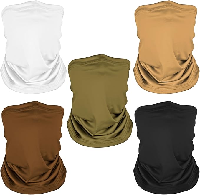 5 Pack Neck Gaiter Face Cover for UV Sun Protection, Dustproof Breathable Cooling Gator for Men Women Outdoor Sports