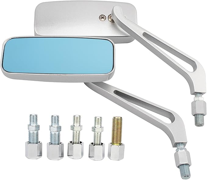 Motorcycle 8mm 10mm Rectangle Rear View Side Mirrors Chrome for Cruiser Chopper Honda Yamaha Suzuki