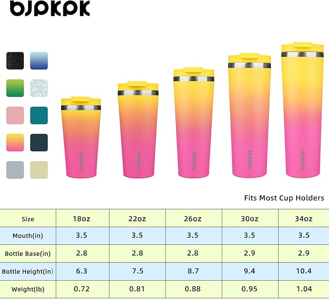 BJPKPK 34oz Stainless Steel Insulated Tumbler With lid And Straw Travel Coffee Thermal Tumblers Cup For Women And Men,Pink Yellow Rose