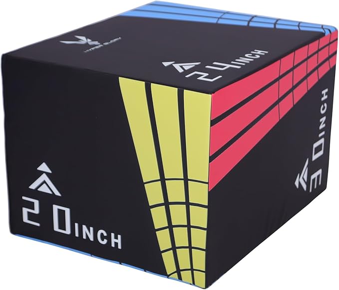 Modern-Depo 3 in 1 Plyometric Jump Box with High Density Foam | Fitness Plyo Box Jumps Height Adjustable 30/24/20, 24/20/16, 20/16/14, 1614/12 Inch for Home Gym, 440lb Weight Capacity