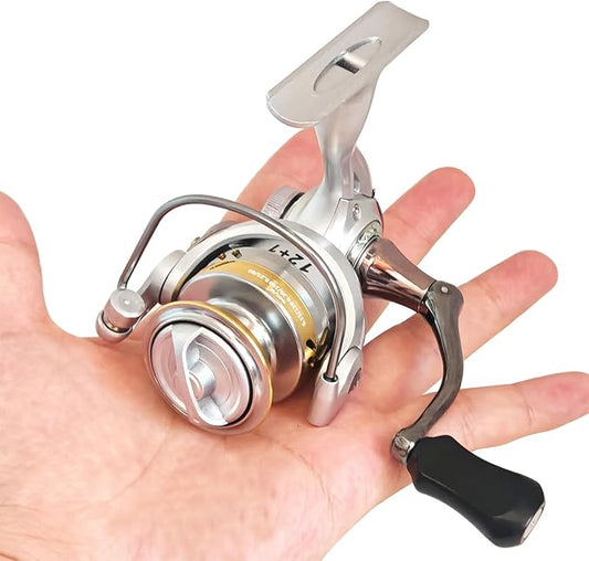Compact Small Spinning Reels, 5.2:1 Gear Ratio, Ultra Smooth Powerful, CNC Aluminum Spool, 12+1 BB Light Weight for Ice, and Freshwater All Season Fishing