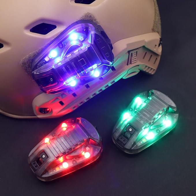 Tactical IR Strobe Helmet Light Military Identification Light with Visible LED + White Strobe Survival Signal Light (Black-Blue), EX832