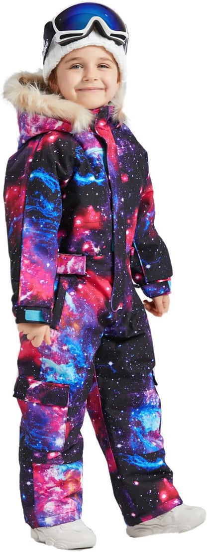 Kids Girls Boys Waterproof Colorful One Piece Snowsuits Coveralls Ski Suits Jackets Winter Jumpsuits